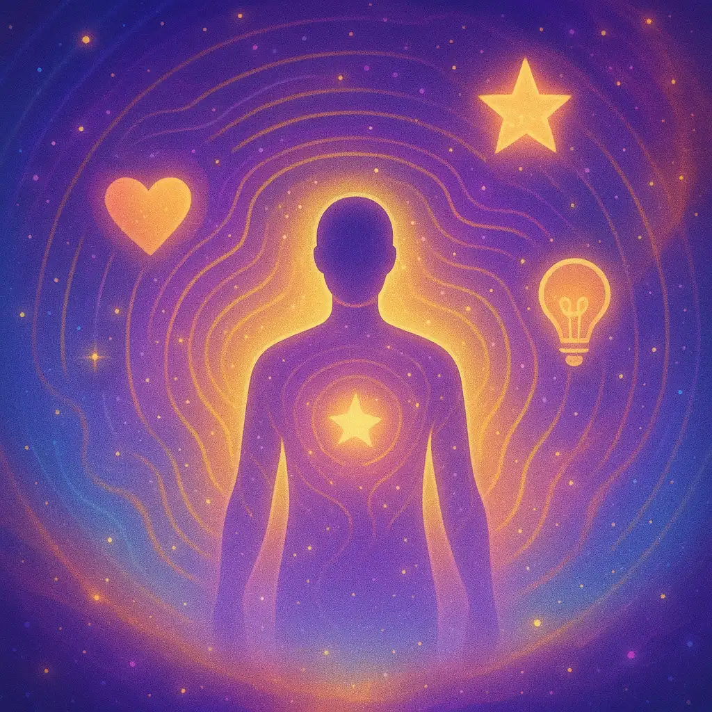Law of Attraction blog category illustration with glowing universal energy